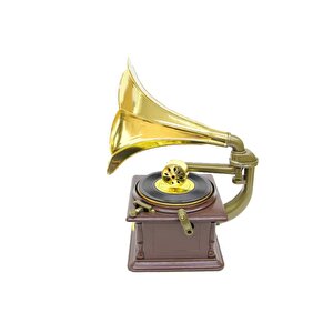 Gramofon Müzik Kutusu Kurmalı Dekoratif Ev Ofis Hediyelik
