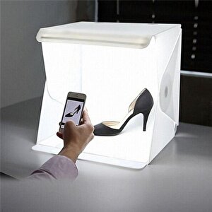 20 X 20 Cm Profesyonel Stüdyo Led Işıklı Çift Sıra Ürün Fotoğraf Çekim Çadırı Tdrtr