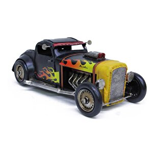 Dekoratif Dayanıklı Metal Nostaljik Ateş Desenli Araba Siyah Renk C0948