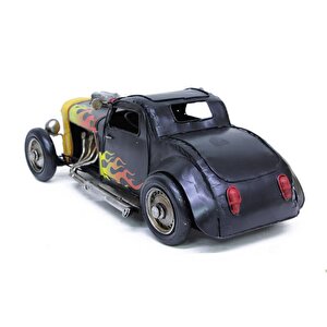 Dekoratif Dayanıklı Metal Nostaljik Ateş Desenli Araba Siyah Renk C0948