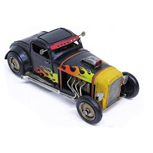 T.concept Dekoratif Dayanıklı Metal Nostaljik Ateş Desenli Araba Siyah Renk C0948