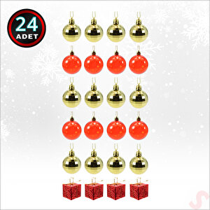 Yılbaşı Ağacı Lüks Süsleme Seti, 4cm X 24 Parça