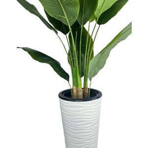 Yapay Starliçe Muz Ağacı Beyaz Kumsal Vazoda Muz Ağacı Yapay Starliçe 150cm 12 Yaprak