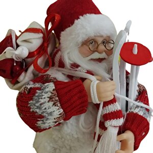 Dekoratif Zilli Noel Baba Yılbaşı Figürü 30 Cm