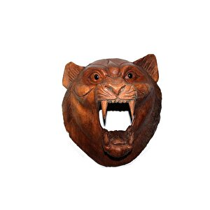40 Cm Kükreyen Aslan Kafasi Ahşap