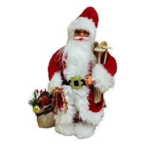 Dekoratif Zilli Noel Baba Yılbaşı Figürü 30 Cm