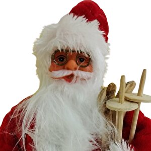Dekoratif Zilli Noel Baba Yılbaşı Figürü 30 Cm