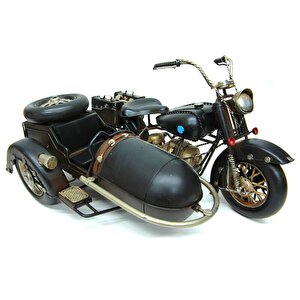 Dekoratif Dayanıklı Metal Sepetli Motosiklet Siyah Renk C0782