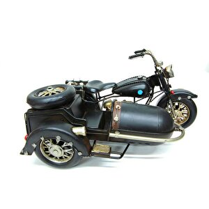 Dekoratif Dayanıklı Metal Sepetli Motosiklet Siyah Renk C0782