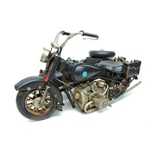 Dekoratif Dayanıklı Metal Sepetli Motosiklet Siyah Renk C0782