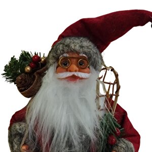 Dekoratif Zilli Noel Baba Yılbaşı Figürü 30 Cm