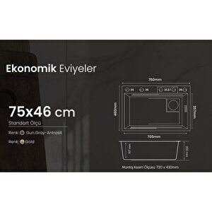 Gl General Eko Glc Ss304 Gold Bardak Yıkama Şelale Eviye 75x45