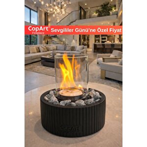 Alba Black Biyoetanol Masaüstü Şömine - 1 Lt Yakıt ve Dekoratif Taş Hediye