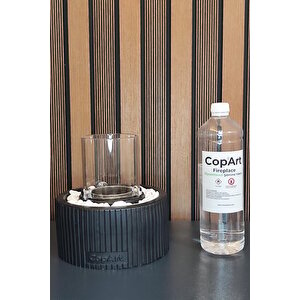 Alba Black Biyoetanol Masaüstü Şömine - 1 Lt Yakıt ve Dekoratif Taş Hediye