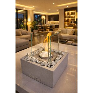 Quadrata Biyoetanol Masaüstü Şömine - 1Lt Yakıt Hediyeli