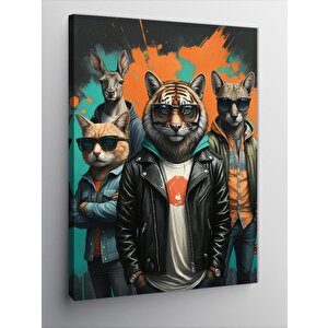 Kanvas Tablo Rock Grubu Hayvanlar 100x140 cm