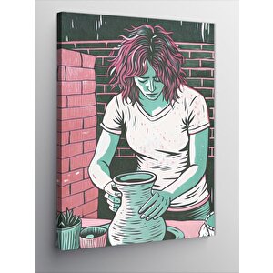 Kanvas Tablo Çömlek Yapan Kız 100x140 cm