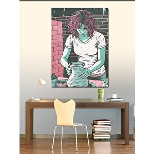 Kanvas Tablo Çömlek Yapan Kız 100x140 cm