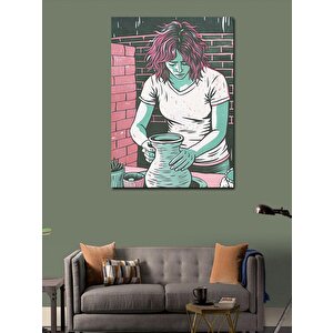 Kanvas Tablo Çömlek Yapan Kız 100x140 cm