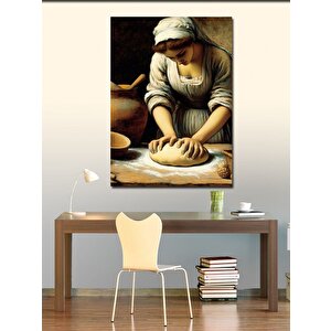 Kanvas Tablo Ekmek Yapan Kadın 100x140 cm