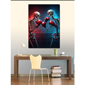 Kanvas Tablo Boks Yapan İskeletler 50x70 cm