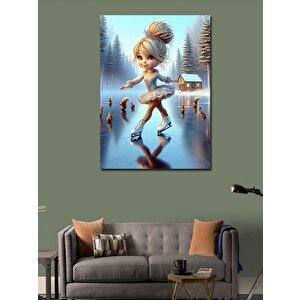 Kanvas Tablo Buz Pateni Yapan Kız 70x100 cm