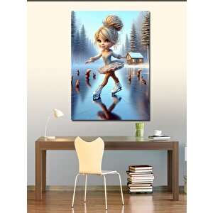 Kanvas Tablo Buz Pateni Yapan Kız 50x70 cm