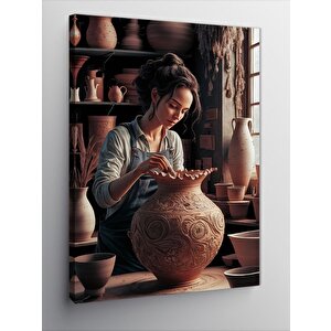 Kanvas Tablo Seramik Yapan Kadın 70x100 cm
