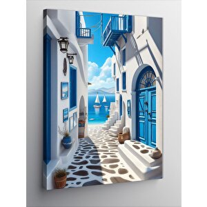 Kanvas Tablo Beyaz Yunan Sokakları 50x70 cm