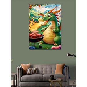 Kanvas Tablo Mangal Yapan Ejderha 100x140 cm