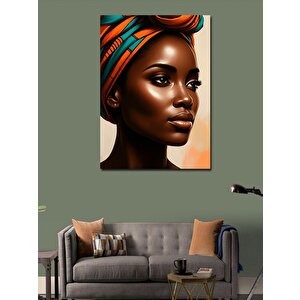 Kanvas Tablo Turuncu Başörtülü Kadın Portresi 100x140 cm