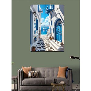Kanvas Tablo Beyaz Yunan Sokakları 100x140 cm