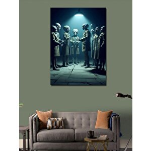 Kanvas Tablo Toplantı Yapan Uzaylılar 50x70 cm