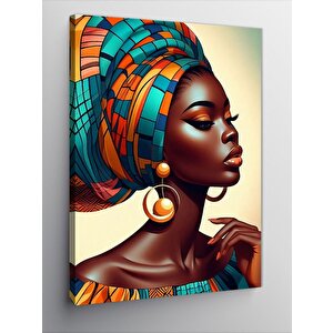 Kanvas Tablo Renkli Başörtülü Kadın 100x140 cm