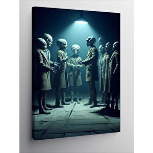 Kanvas Tablo Toplantı Yapan Uzaylılar 100x140 cm