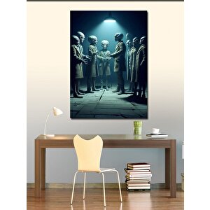 Kanvas Tablo Toplantı Yapan Uzaylılar 100x140 cm