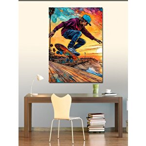 Kanvas Tablo Kaykay Yapan Genç 100x140 cm