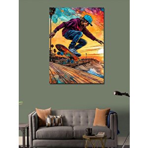 Kanvas Tablo Kaykay Yapan Genç 100x140 cm