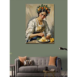 Kanvas Tablo Kahvaltı Hazırlayan Kadın 50x70 cm
