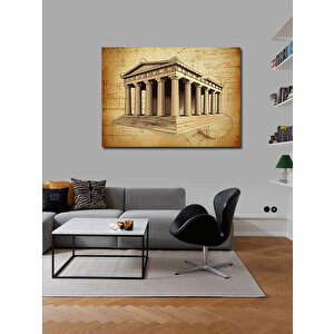 Kanvas Tablo Antik Yunan Tapınağı Çizimi 70x100 cm