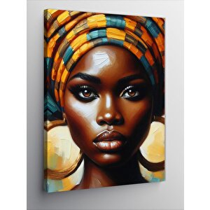 Kanvas Tablo Turuncu Başörtülü Kadın 100x140 cm