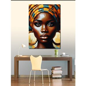 Kanvas Tablo Turuncu Başörtülü Kadın 100x140 cm