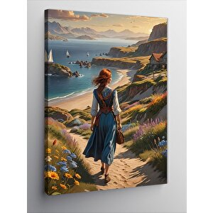 Kanvas Tablo Kumsala Yürüyen Kadın 70x100 cm