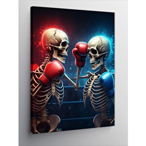 Kanvas Tablo Boks Yapan İskeletler 100x140 cm