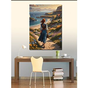 Kanvas Tablo Kumsala Yürüyen Kadın 100x140 cm