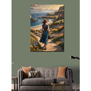Kanvas Tablo Kumsala Yürüyen Kadın 100x140 cm