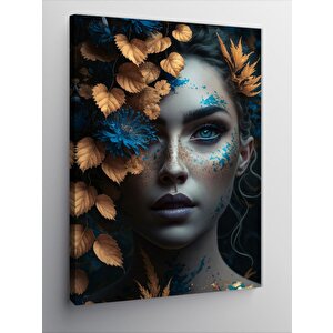 Kanvas Tablo Yapraklar Ve Kadın 100x140 cm