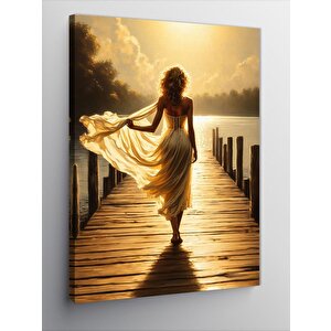Kanvas Tablo İskelede Yürüyen Kadın 100x140 cm