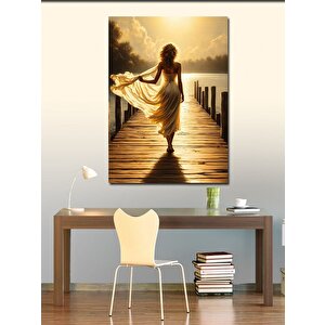 Kanvas Tablo İskelede Yürüyen Kadın 100x140 cm