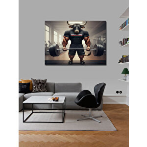 Kanvas Tablo Halter Kaldıran Boğa Figürü 100x140 cm